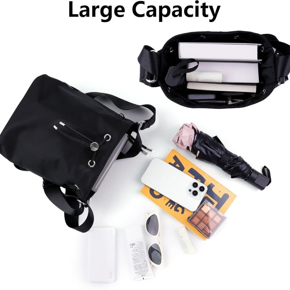 Waterproof Nylon Drawstring Bucket Crossbody Bag … - image 4